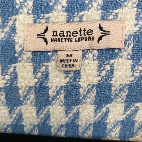 Nanette Lepore Blue and White Houndstooth Blazer - Picture 2 of 3